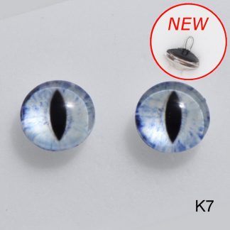 Стеклянные, кошачьи глазки для игрушек светло-голубые с узким зрачком