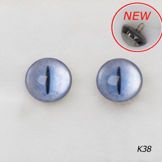 Стеклянные, кошачьи глазки для игрушек светло-голубые с узким зрачком